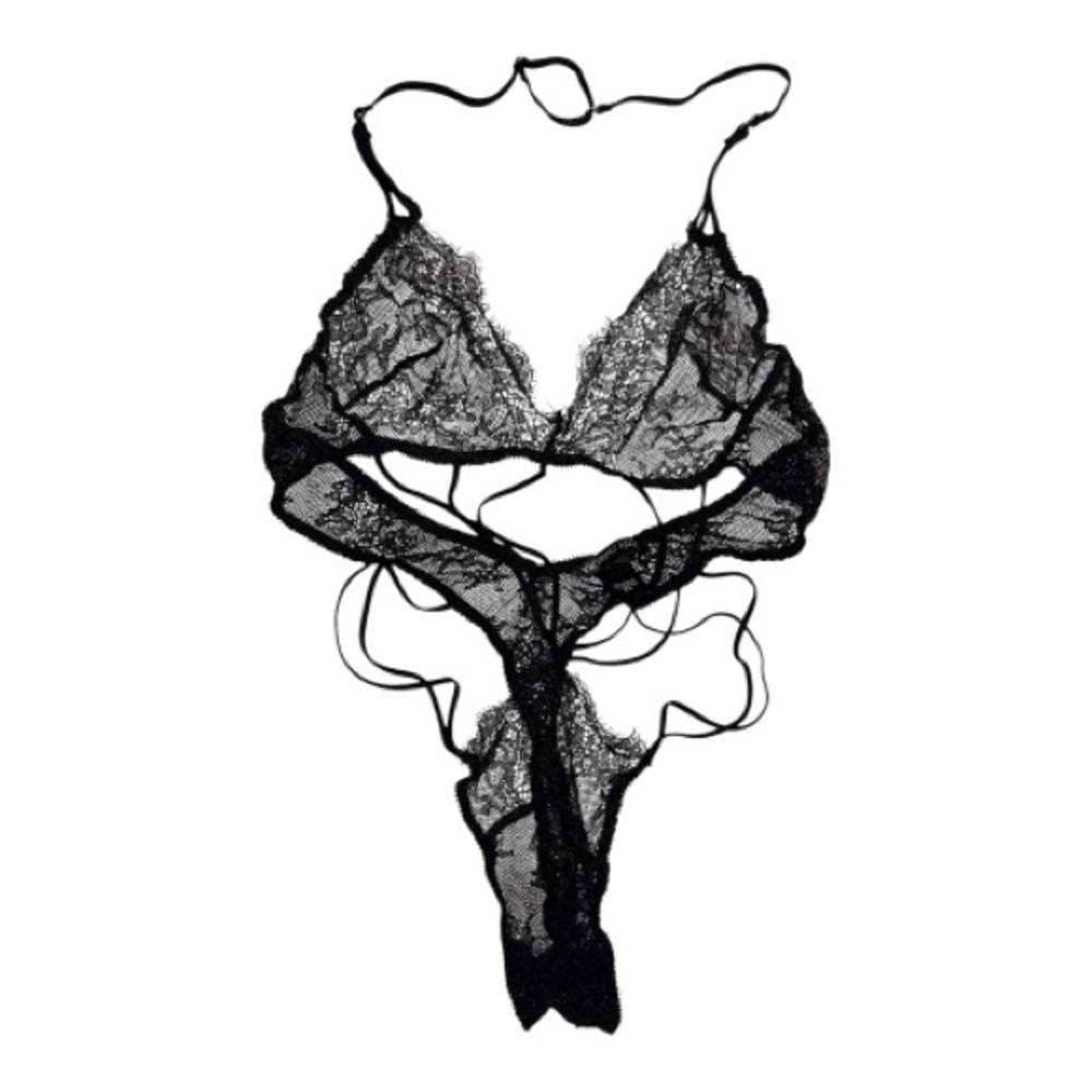 Victoria's Secret Sheer Black Lace teddy size Small